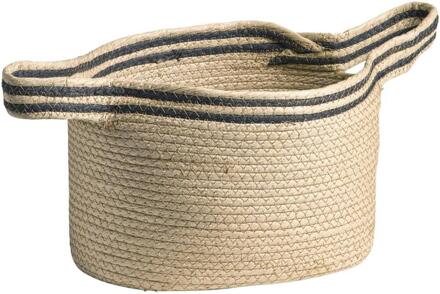 2e Halve Prijs Leen Bakker - Mand Mila - Écru - 32x29x25 Cm - Papier - Beige#Zwart - 37x40x26 Cm