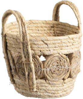 2e Halve Prijs Leen Bakker - Mand Rondo - Naturel - 26,5xØ24 Cm - Natuurlijk Materiaal - Beige - H20 Cm