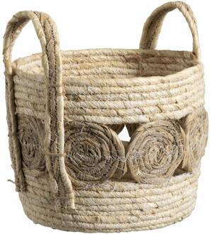 2e Halve Prijs Leen Bakker - Mand Rondo - Naturel - 29xØ29 Cm - Natuurlijk Materiaal - Beige - H23 Cm