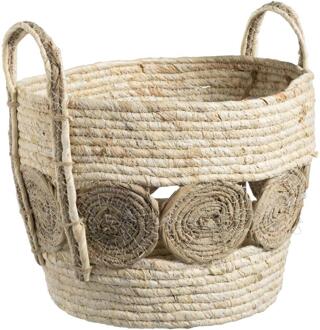 2e Halve Prijs Leen Bakker - Mand Rondo - Naturel - 33xØ36 Cm - Natuurlijk Materiaal - Beige