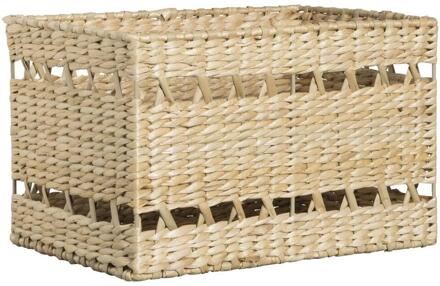2e Halve Prijs Leen Bakker - Mand Saar M - Naturel - 19x30x21 Cm - Natuurlijk Materiaal - Beige