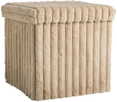 2e Halve Prijs Leen Bakker - Opbergbox Opvouwbaar - Fluffy - 38x38x38 Cm - Polyester/MDF - Taupe