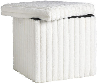 2e Halve Prijs Leen Bakker - Opbergbox Opvouwbaar Fluffy Off-white - 38x38x38 Cm - Polyester/MDF - Wit
