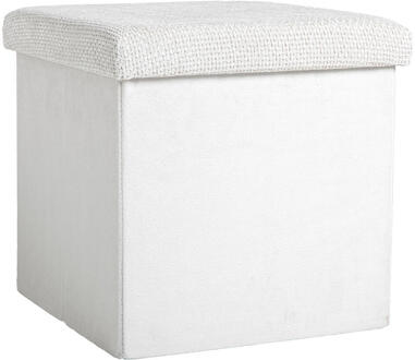 2e Halve Prijs Leen Bakker - Opbergbox Opvouwbaar - Off-white - 38x38x38 Cm - Polyester/MDF - Crème