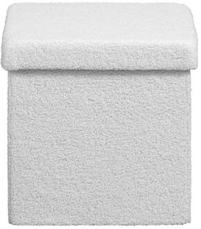 2e Halve Prijs Leen Bakker - Opbergbox Teddy - Opvouwbaar - Off-white - 37,5x38x38 Cm - Polyester/MDF/Teddy - Wit