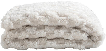 2e Halve Prijs Leen Bakker - Plaid Dente - Off-white - 130x170 Cm - Polyester - Crème