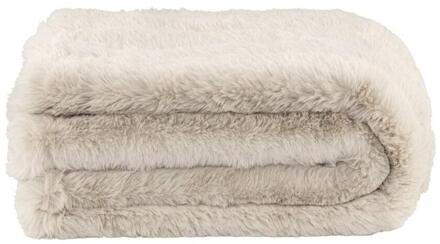 2e Halve Prijs Leen Bakker - Plaid Donnie - Zand - 130x160 Cm - Polyester - Wit