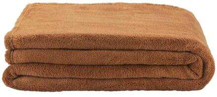 2e Halve Prijs Leen Bakker - Plaid Duuk - Caramel - 130x160 Cm - Polyester - Bruin
