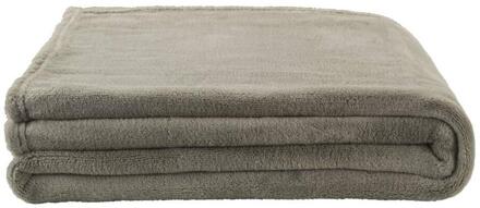 2e Halve Prijs Leen Bakker - Plaid Duuk - Groen - 130x160 Cm - Polyester - Grijs