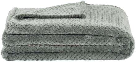 2e Halve Prijs Leen Bakker - Plaid Ilona - 130x170 Cm - Polyester - Groen