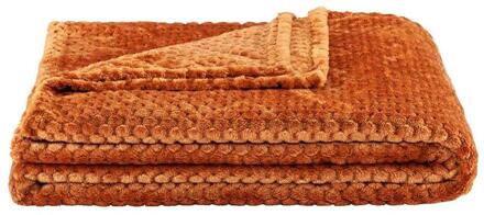 2e Halve Prijs Leen Bakker - Plaid Ilona - Caramel - 130x170 Cm - Polyester - Bruin