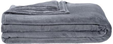 2e Halve Prijs Leen Bakker - Plaid Niek XXL - 240x220 Cm - Polyester - Grijs