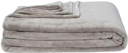 2e Halve Prijs Leen Bakker - Plaid Niek XXL - 240x220 Cm - Polyester - Taupe