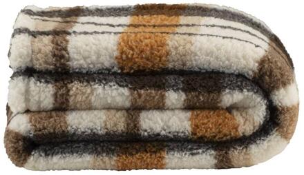 2e Halve Prijs Leen Bakker - Plaid Teddy - Off-white - 130x170 Cm - Polyester/Teddy - Wit#Multikleur#Oranje