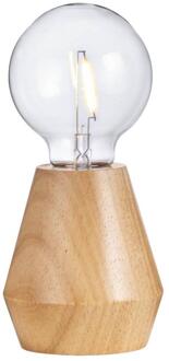 2e Halve Prijs Leen Bakker - Tafellamp Dwayne LED - Naturel - Ø10x12 Cm - Hout - Bruin