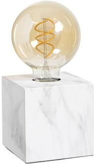 2e Halve Prijs Leen Bakker - Tafellamp Elena - Wit/grijs - 10x10x10 Cm - Metaal - Wit#Grijs