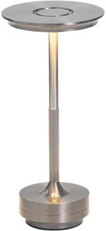 2e Halve Prijs Leen Bakker - Tafellamp Lux Gunmetal USB LED - 27,5x13x13 Cm - Metaal - Zilverkleurig