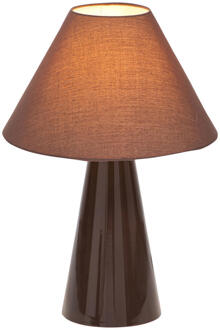 2e Halve Prijs Leen Bakker - Tafellamp Meran E27 - 45x32x32 Cm - Stof/Metaal/Kunststof - Bruin