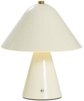 2e Halve Prijs Leen Bakker - Tafellamp Nami - Off-white - 26,5xØ19,5 Cm - Metaal - Wit - H24 Cm