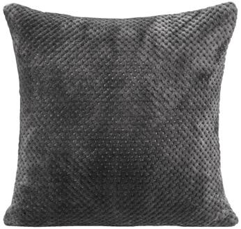 2e Halve Prijs Leen Bakker - Woonkussen Ilona - Antraciet - 60x60 Cm - Polyester - Grijs