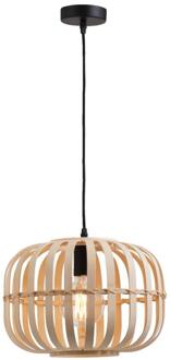 2e Halve Prijs Op=Op | Leen Bakker - Hanglamp Asher E27 - Naturelkleur - 150xØ33 Cm - Bamboe - Zwart