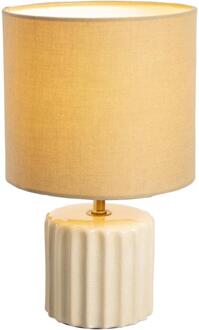 2e Halve Prijs Tafellamp Faye - Naturel Keramiek/stof - 29xØ18 Cm