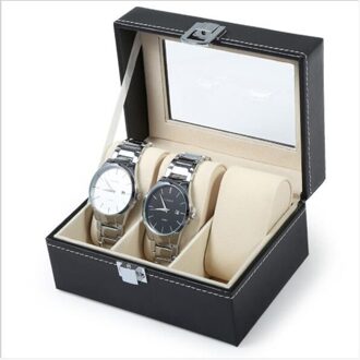 2Grids/3Grids/5Grids/6Grids Horloge Doos Pu Lederen Horloge Case Box Voor Quartz horloges Sieraden Display Beste Cadeau 3 rooster Watch doos