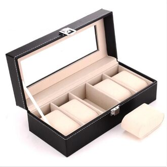2Grids/3Grids/5Grids/6Grids Horloge Doos Pu Lederen Horloge Case Box Voor Quartz horloges Sieraden Display Beste Cadeau 5 rooster Watch doos