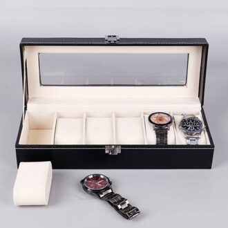 2Grids/3Grids/5Grids/6Grids Horloge Doos Pu Lederen Horloge Case Box Voor Quartz horloges Sieraden Display Beste Cadeau 6 rooster Watch doos