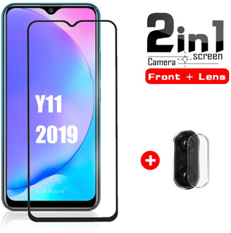2in1 Full cover screen protector For vivo Y11 2019 Tempered Glass Camera Lens glass For Vivo y11 vivo y 11 Y 11 Protective Film