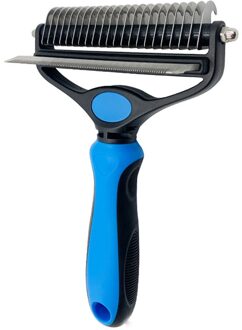 2in1 Huisdier Kam Voor Kat En Hond Huisdier Ontharing Veilig Dematting Kam Tool Voor Matten En Klitten Verwijderen j2Y Blauw