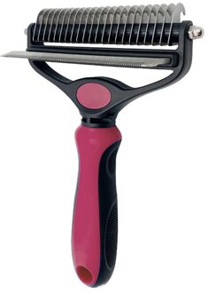 2in1 Huisdier Kam Voor Kat En Hond Huisdier Ontharing Veilig Dematting Kam Tool Voor Matten En Klitten Verwijderen j2Y Rood
