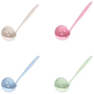 2in1 Keukengerei Pot Soep Pollepel Vergiet Lepel Koken Tarwe Stro Pot Soep Lepel Vergiet Servies Tool blauw