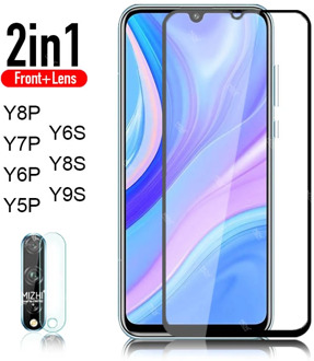 2in1 protective glass for huawei y8p y5p y7p y6p y6s y9s y9a 2020 camera protector tempered glas on y 8p 5p 6p 7p 6s 9s 9a film