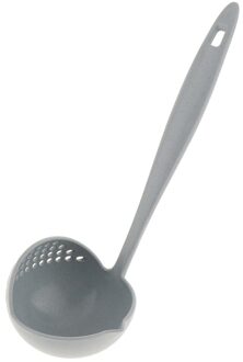 2in1 Soep Lepel Lange Steel Keuken Zeef Effen Kleur Koken Vergiet Keuken Scoop Plastic Servies Vergiet Levert Blauw