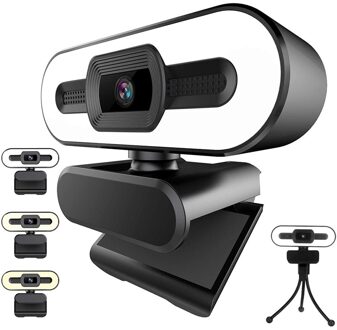 2K Hd Webcam Met Microfoon Usb Webcam Met Ring Licht Led Computer Camera Voor Zoom Video Conferencing Pc Mac laptop Desktop