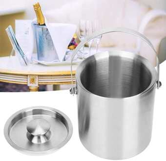 2L 201 Roestvrij Staal Ijsemmer Geïsoleerde Dubbelwandige Ijsemmer Met Deksel Voor Party Bar Ktv Rode Wijn Met afdichting Ring