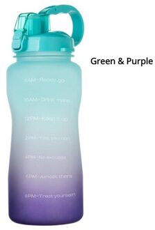 2L Outdoor Sport Water Fles Drinken Waterkoker Fietsen Camping Wandelen Water Cup Met Tijd Marker groen-paars