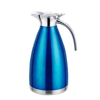 2L Rvs Water Fles Dubbele Wand Vacuüm Geïsoleerde Pot Koffie Potten Thermische Karaf Isolatie Jug Fles blauw