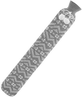 2L Water Fles, Lange Rubber Warm Water Fles Met Soft Cover, Voor Nek, Rug, schouder & Benen Warming,72Cm grijs