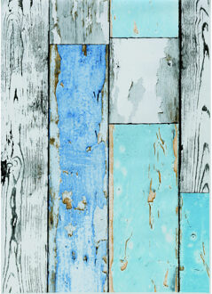 2LIF 5x rollen decoratie plakfolie houten planken look blauw/grijs 45 cm x 2 meter zelfklevend