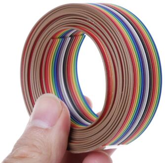 2M 16 Pin Platte Idc Lint Verlengkabel Regenboog Draad Met 1.27Mm Lijn Pitch Sluit Draden