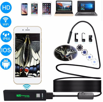 2M HD 1200P Wireless WiFi Endoscope Mini Waterproof Semi Rigid Inspection Camera 8mm Lens 8 LED Borescope for IOS and Android PC