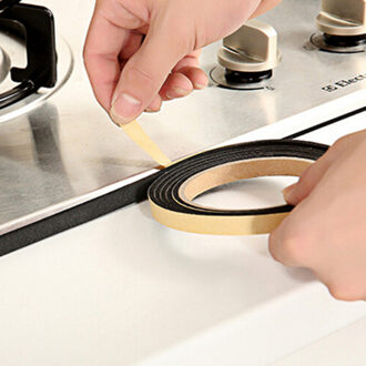 2M Keuken Zwart zelfklevende Deur Raam Afdichting Strip Zwart gasfornuis slit strip Antifouling Stofdicht Waterdicht Afstoffen zee