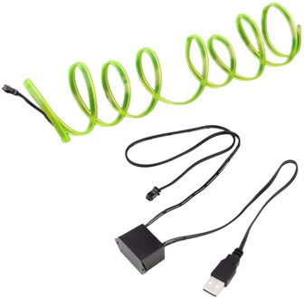 2M Led El Licht Neon Touw Auto Dance Glow Light Strip + 3V/12V Controller Usb drive Auto Decoratie Auto Styling Party Decor fluorescerende groen