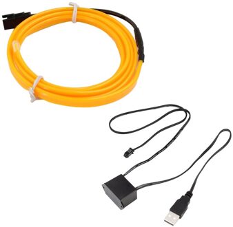 2M Led El Licht Neon Touw Auto Dance Glow Light Strip + 3V/12V Controller Usb drive Auto Decoratie Auto Styling Party Decor geel