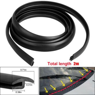 2M Verzegelde Strip Zwart Voor Auto Front Rubber Strip Universele Kofferbak Lip Tochtstrip