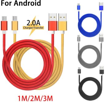 2M Weave Usb Kabel 5V/2A Mobiele Telefoon Opladen Snelle Charger Cord Voor Samsung Xiaomi 5 Kleuren telefoon Oplader Kabel Draad goud