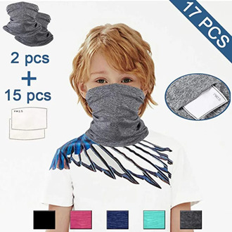 2mask With 15 Filter Children Mask Multifunctional Windproof Sunscreen Neck Sleeve Outdoor Sports Riding Mondkapjes Kinderen