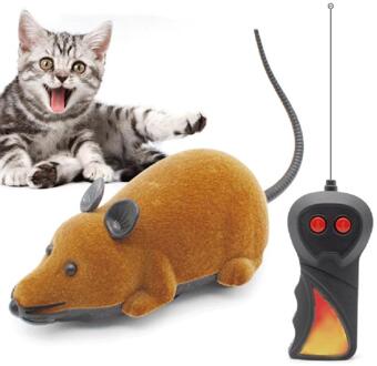 2Mode Draadloze Afstandsbediening Elektrische Rc Rat Muis Voor Kat Katje Spelen Speelgoed Huisdier Grappige Spelen Muis Speelgoed Kat kitten Play Toy bruin